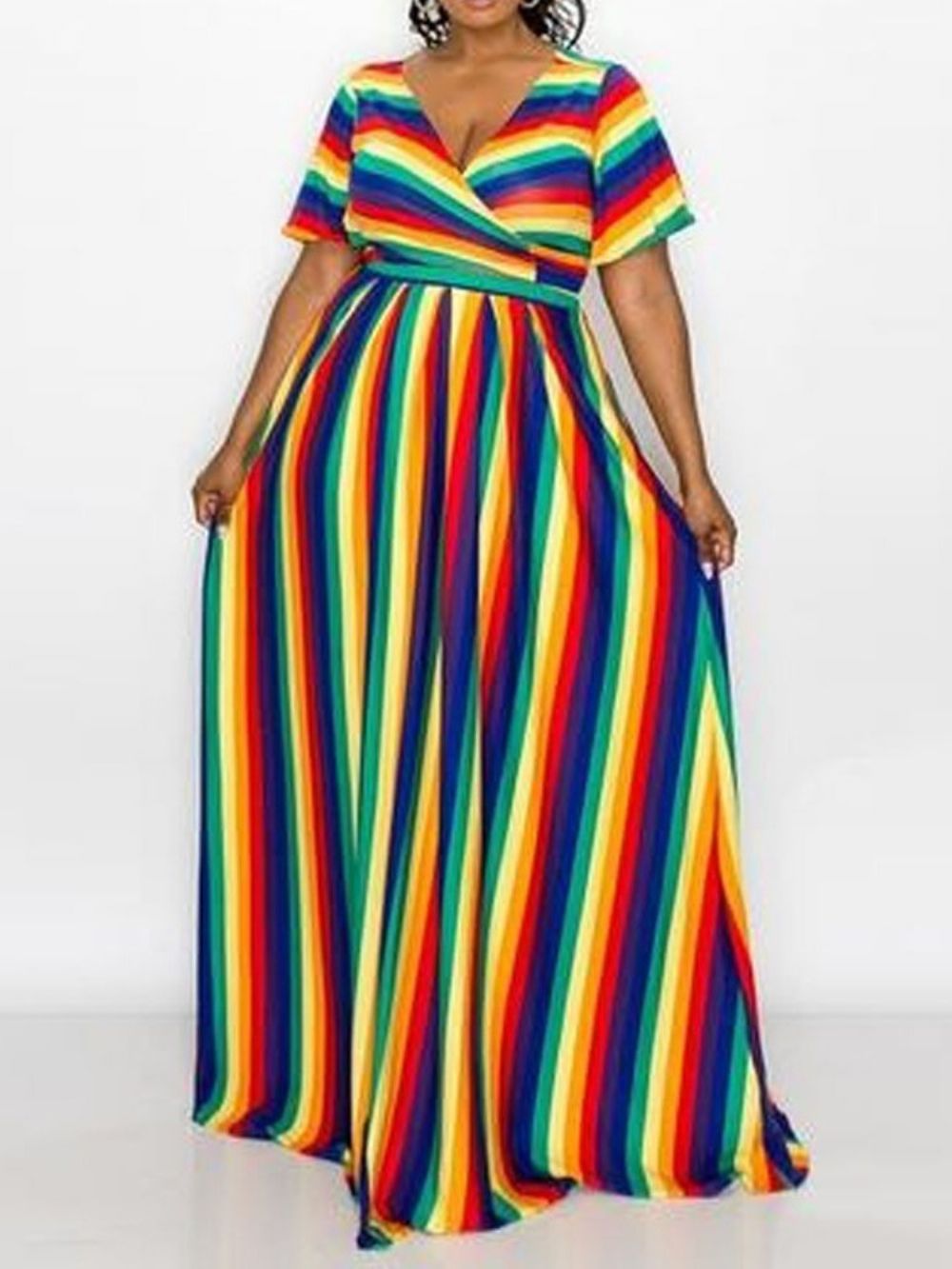 Conjuntos De Duas Peças De Camisa Casual Listra Reta Para Mulheres