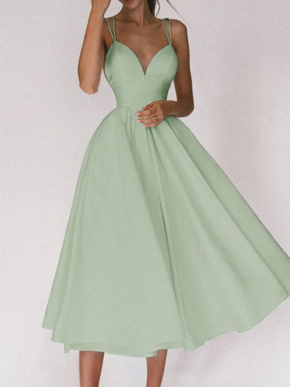 Vestido De Noiva Sem Costas Sem Manga E Meia Panturrilha Sexy Vestido De Cintura Média