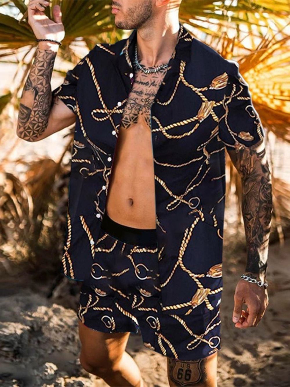 Roupa Masculina Casual Com Botão De Camisa