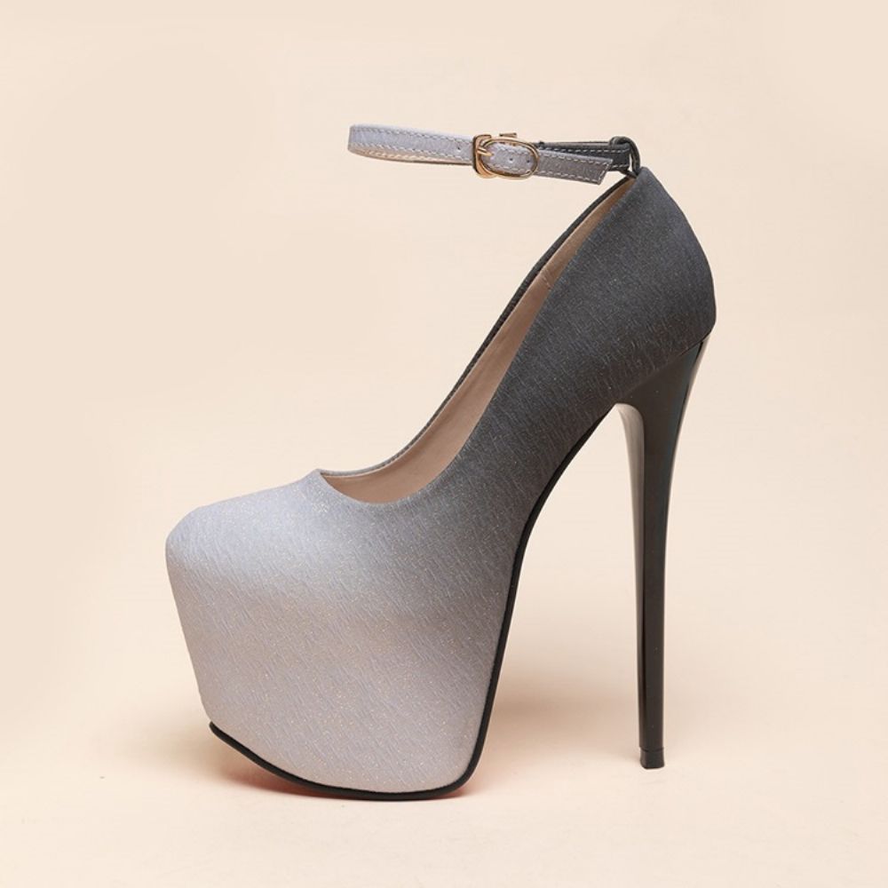 Sapatos Finos Com Fivela De Salto Agulha Bico Redondo Salto Ultra-Alto (≥8 Cm)