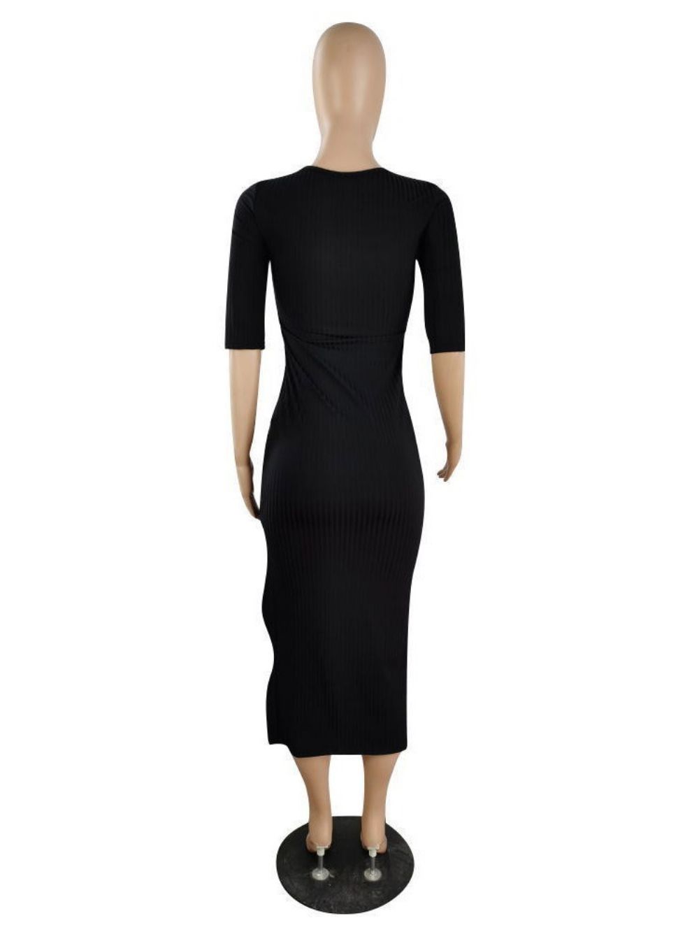 Vestido Bodycon Simples De Meia Manga Meia-Panturrilha Simples