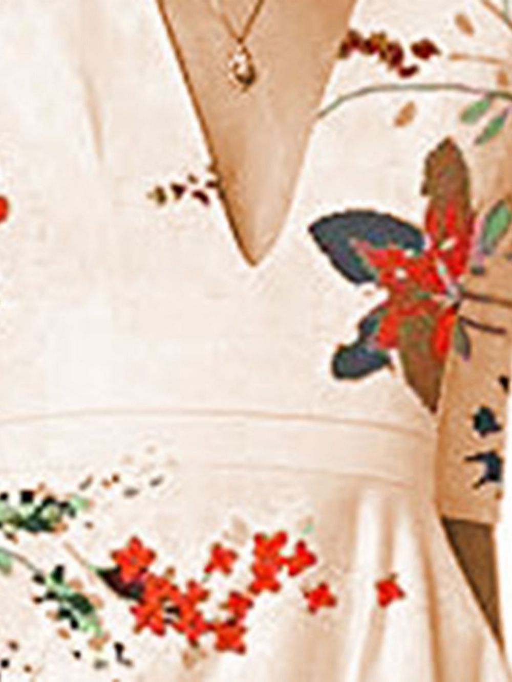 Vestido Normal Estampado Com Meia Manga E Meia Panturrilha Floral