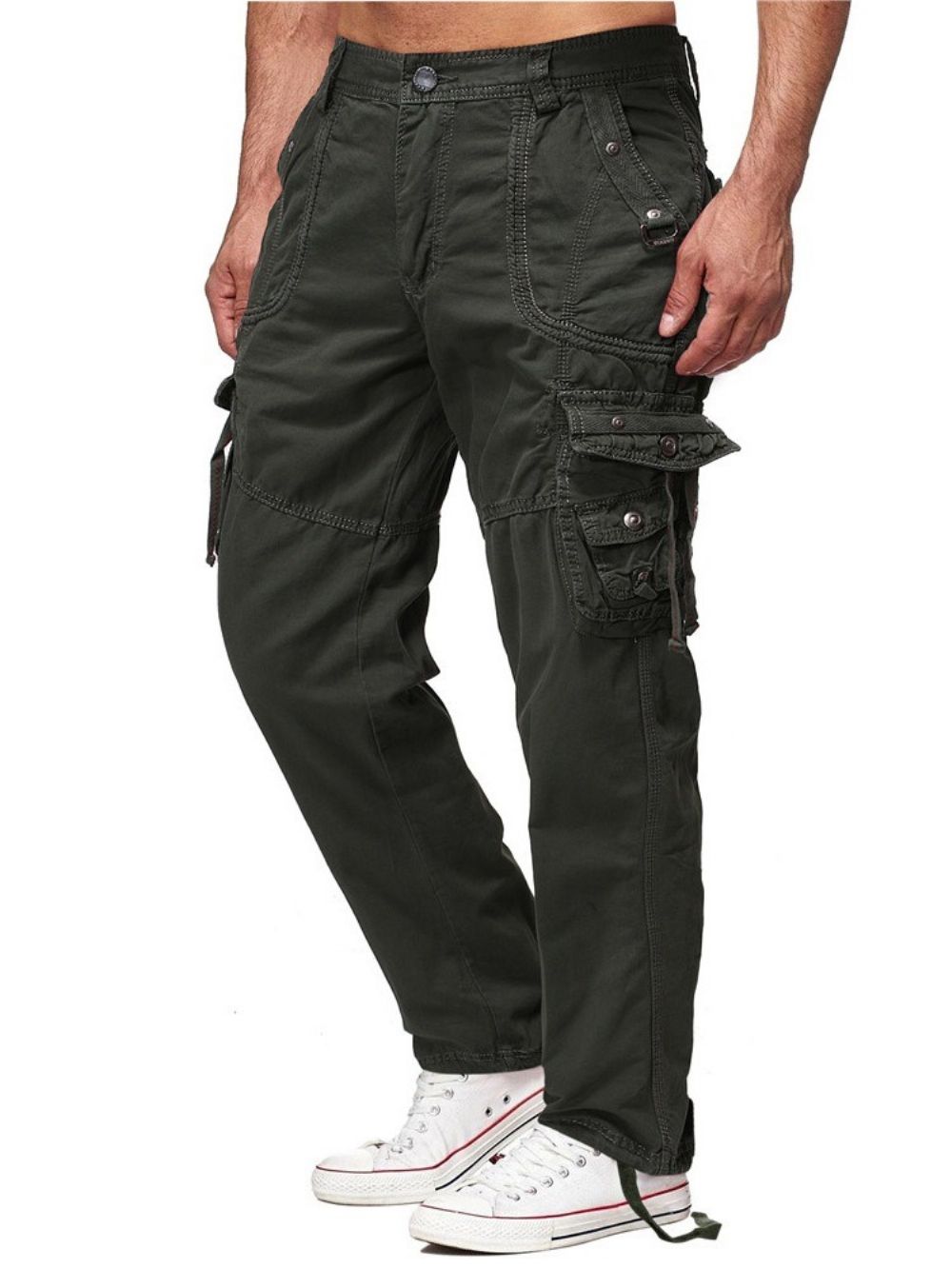 Calça Casual Moda Cintura Média Com Bolso Simples