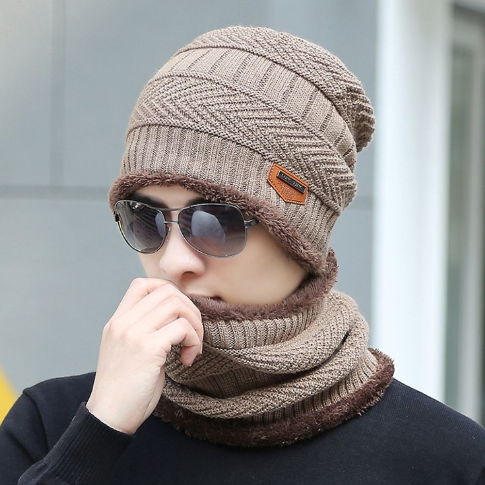 Chapéu E Cachecol De Tricô De Inverno Para Homens