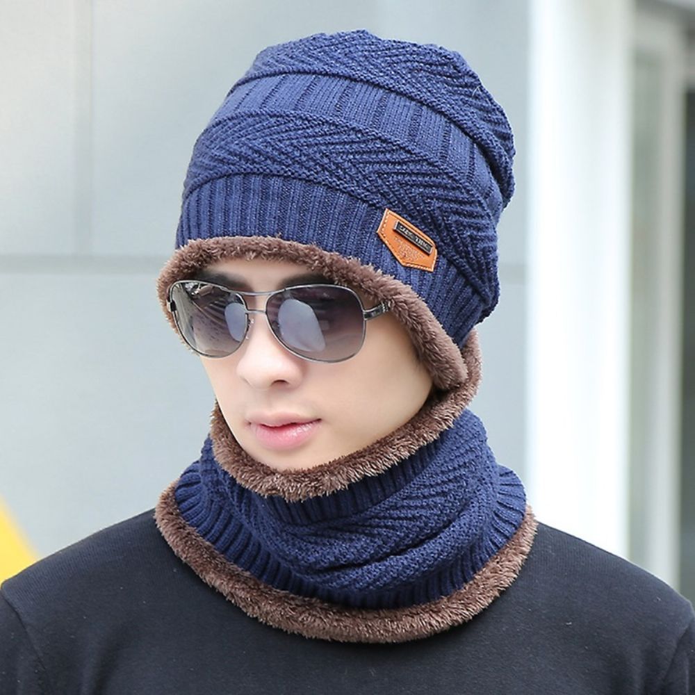 Chapéu E Cachecol De Tricô De Inverno Para Homens