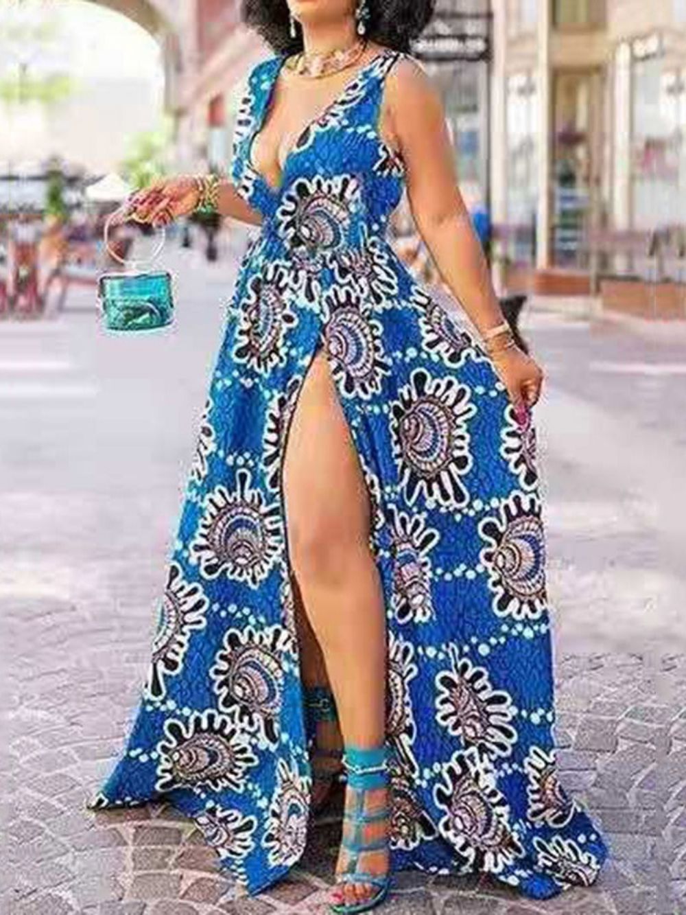 Vestido Maxi Sweet Longo Sem Manga Expansão Dividida