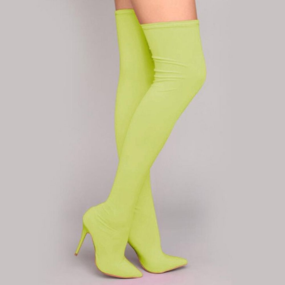 Botas De Banquete Simples Com Bico Fino E Salto Agulha