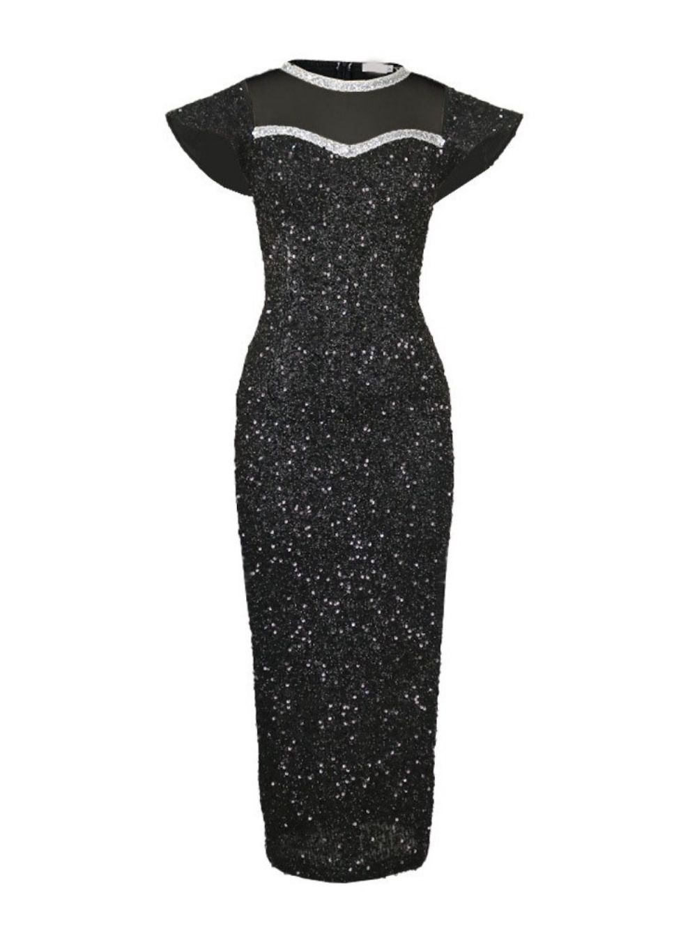Vestido Bodycon Manga Meia-Bezerro Color Block Cintura Alta Manga Patchwork