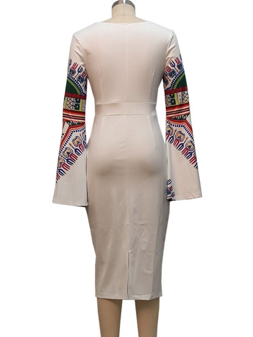 Vestido Fashion Com Estampa De Manga Comprida E Cintura Alta