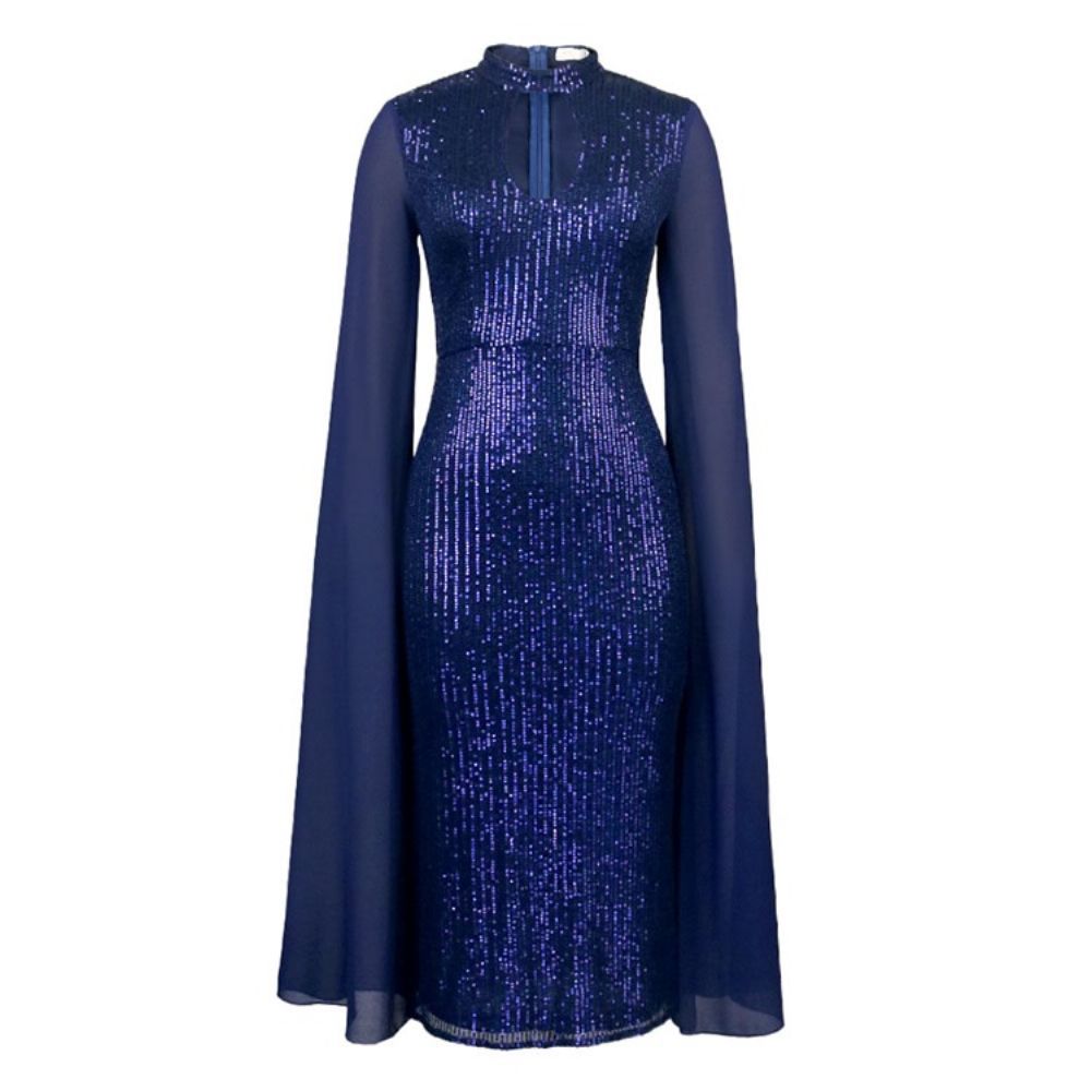 Vestido Pulôver Bodycon Com Gola Meio Da Panturrilha Dividido