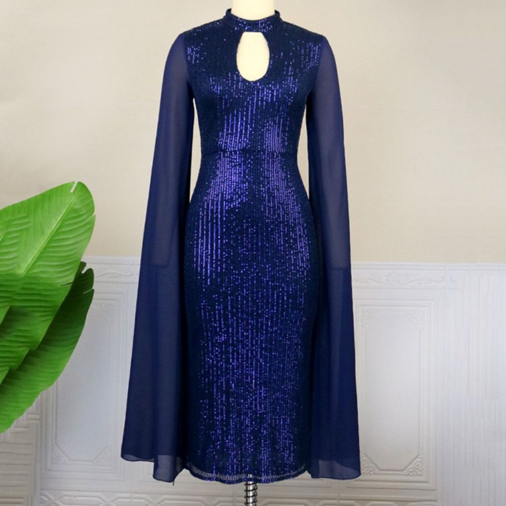 Vestido Pulôver Bodycon Com Gola Meio Da Panturrilha Dividido