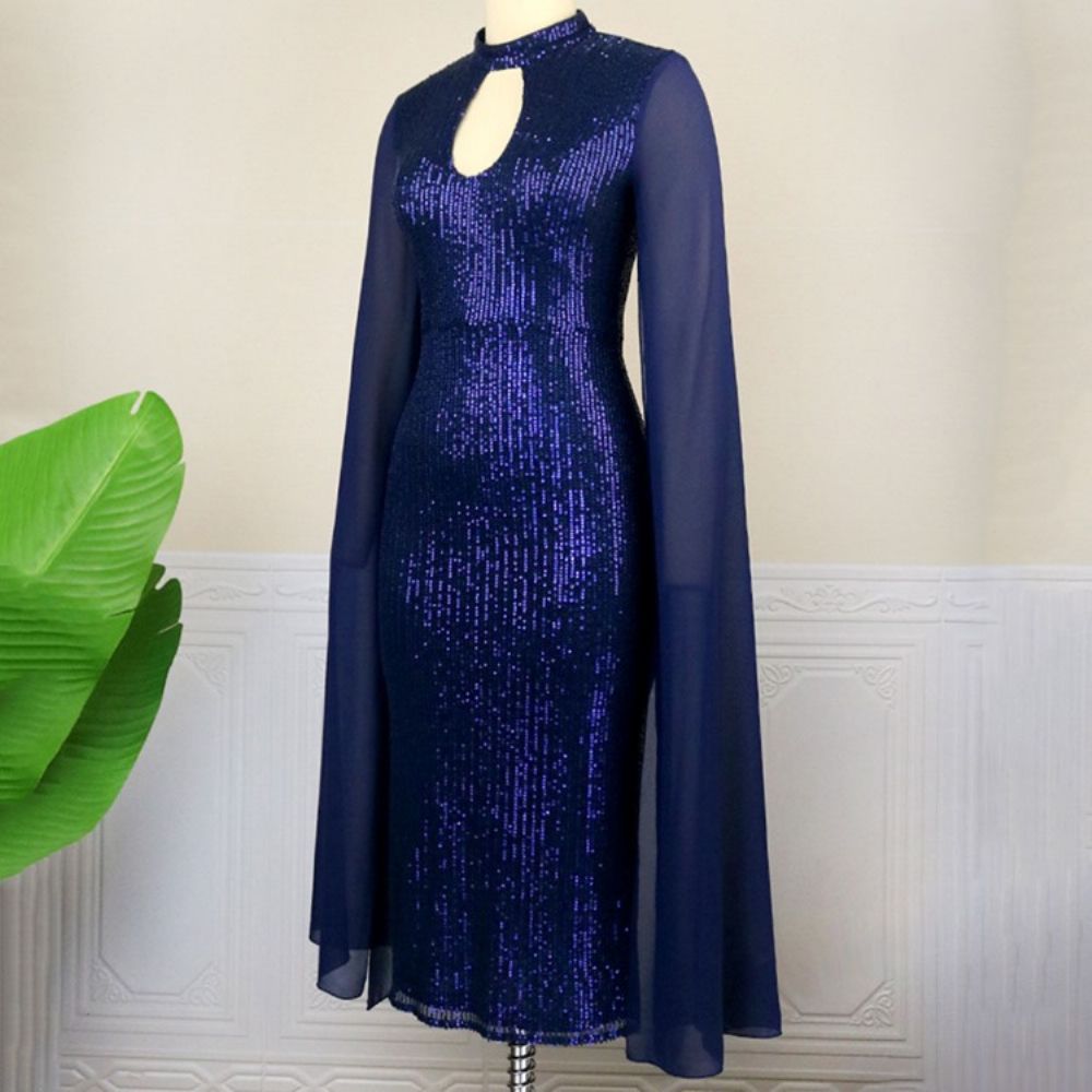 Vestido Pulôver Bodycon Com Gola Meio Da Panturrilha Dividido