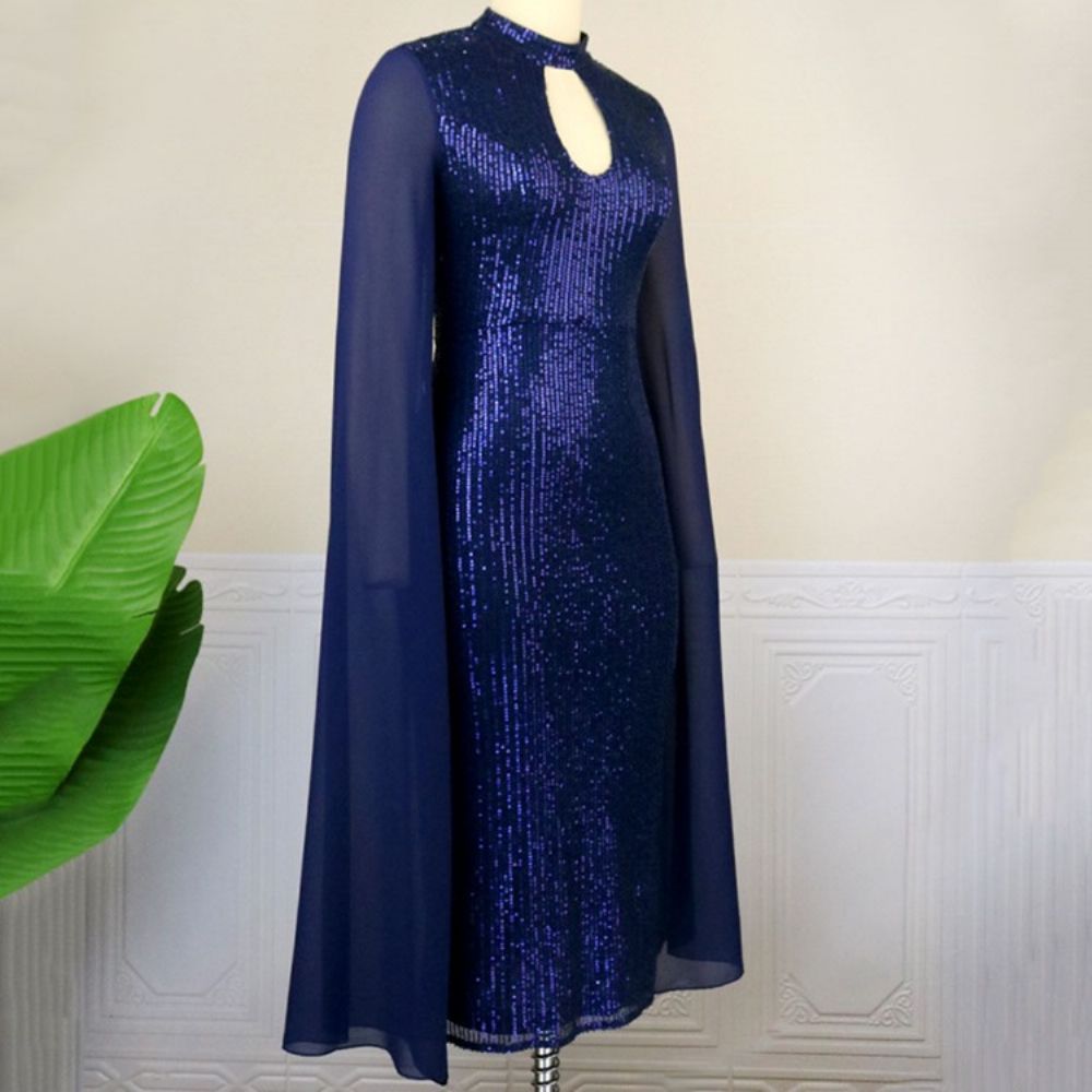 Vestido Pulôver Bodycon Com Gola Meio Da Panturrilha Dividido