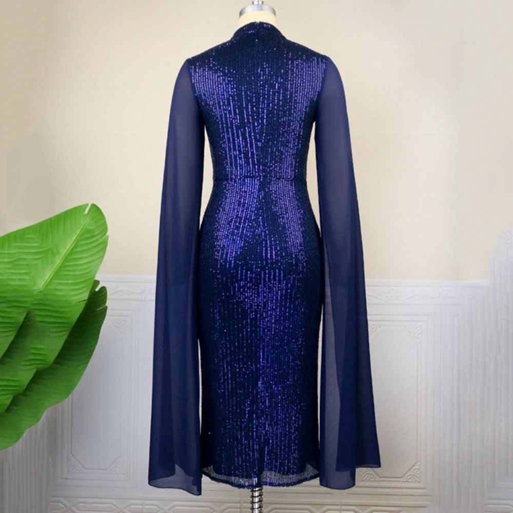 Vestido Pulôver Bodycon Com Gola Meio Da Panturrilha Dividido