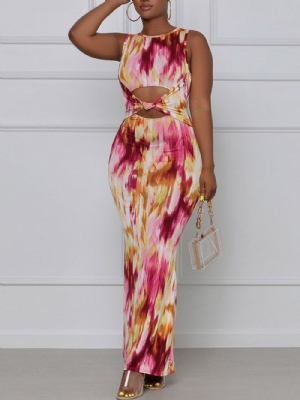 Vestido Pulôver Bodycon Com Mangas Ocas E Comprimento Do Tornozelo Colorido