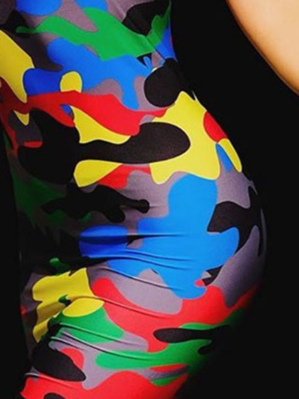 Vestido Sexy Camuflado Acima Do Joelho Sem Mangas