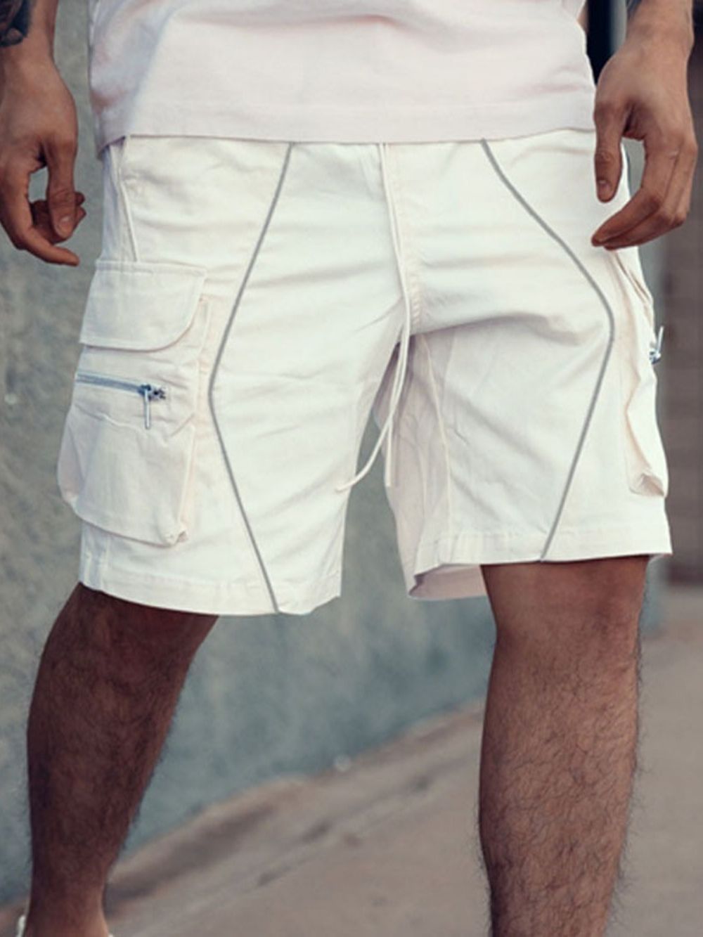 Calças Casuais Masculinas Slim Com Cadarço Bolso