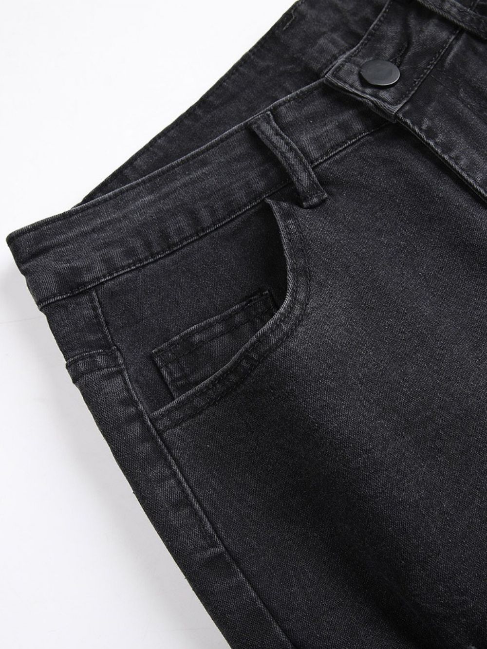 Calça Lápis Hole Calça Jeans Casual Com Zíper Simples Cintura Média