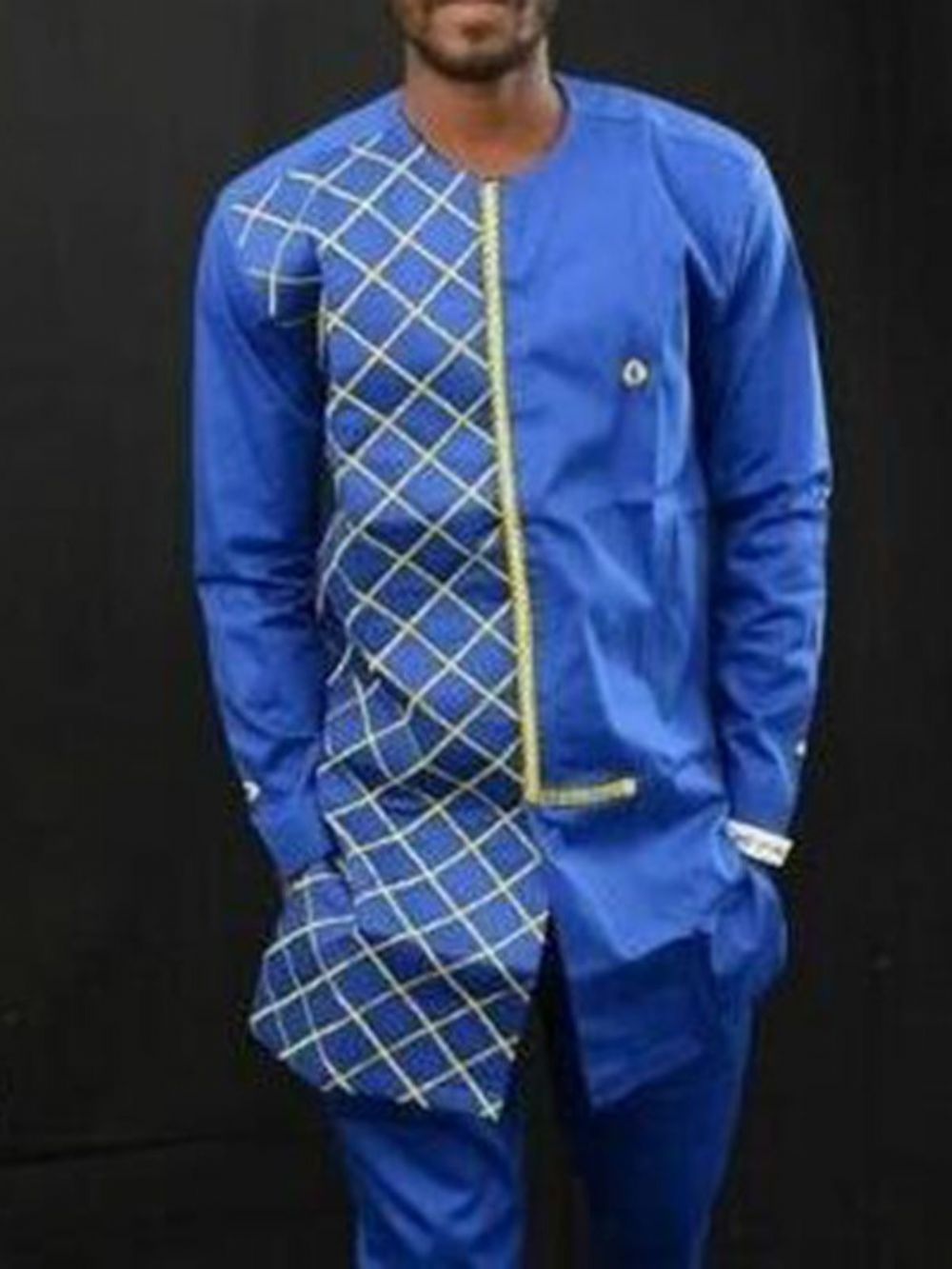 Camisa Xadrez Masculina Casual Slim Gola Redonda